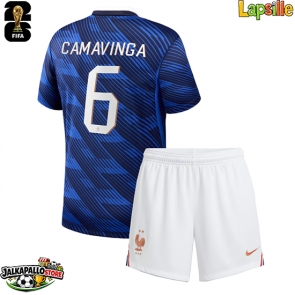 Ranska Eduardo Camavinga #6 Kotipaita Lapsille MM-kisat 2026 Lyhythihainen (+ shortsit)